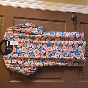 Karlie-Blk floral print short sleeved sheath dress Sz L NWT.